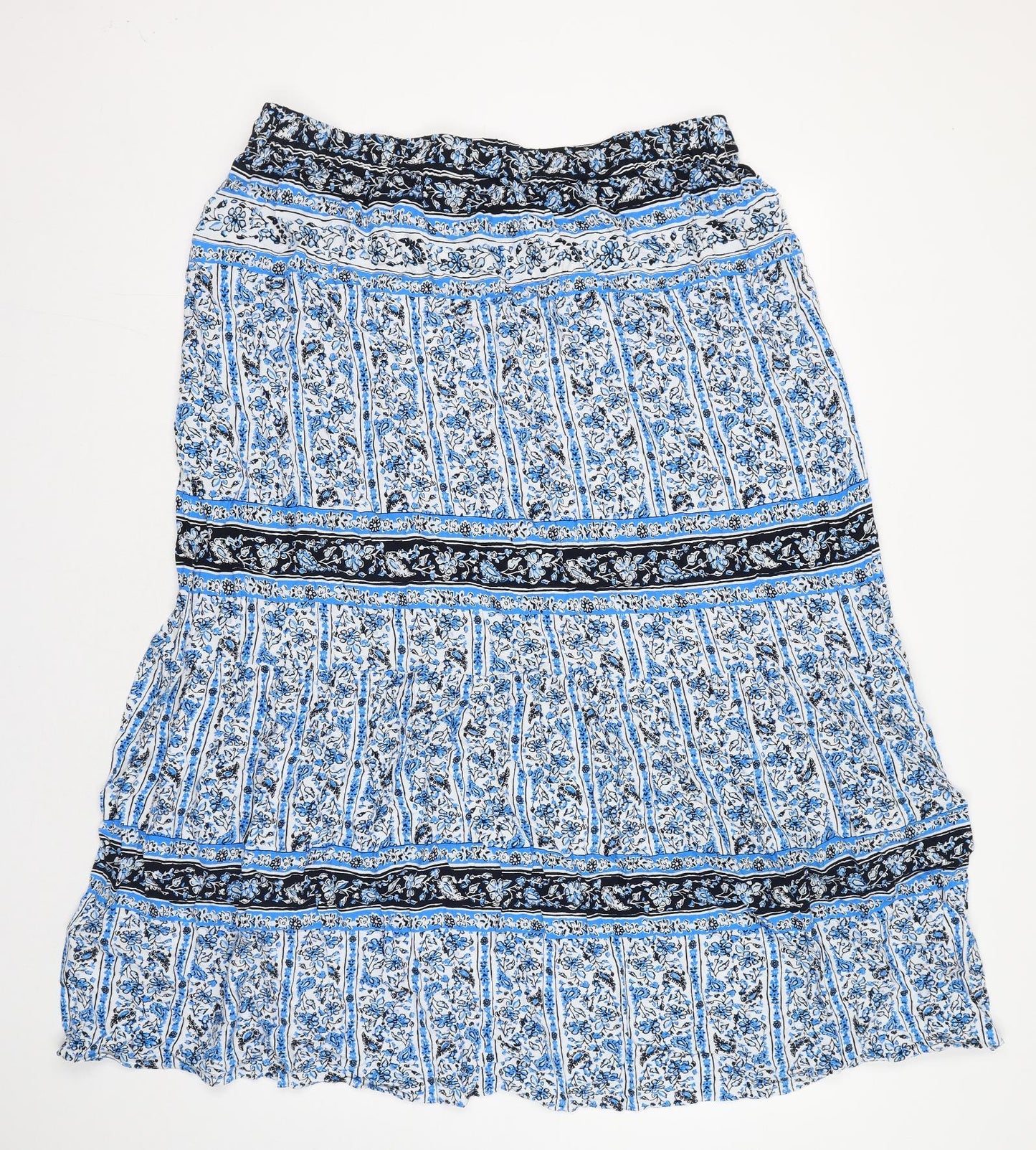 Marks and Spencer Womens Blue Floral Polyester Maxi Skirt Size 18 Drawstring