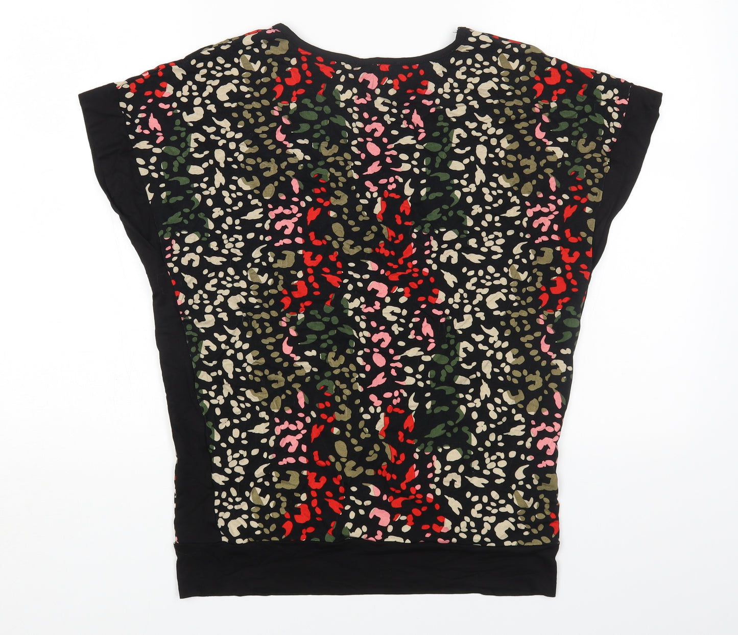 Klass Womens Black Animal Print Viscose Jersey T-Shirt Size S Round Neck