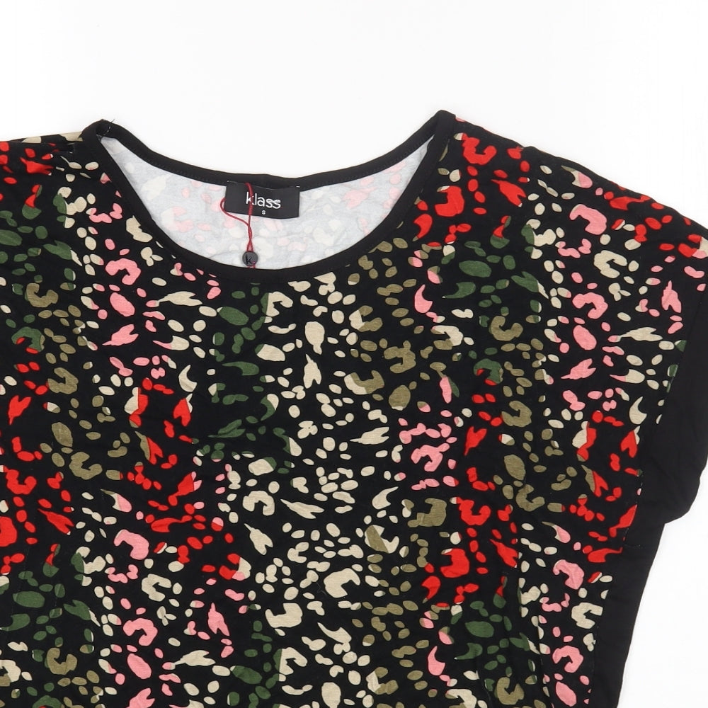 Klass Womens Black Animal Print Viscose Jersey T-Shirt Size S Round Neck