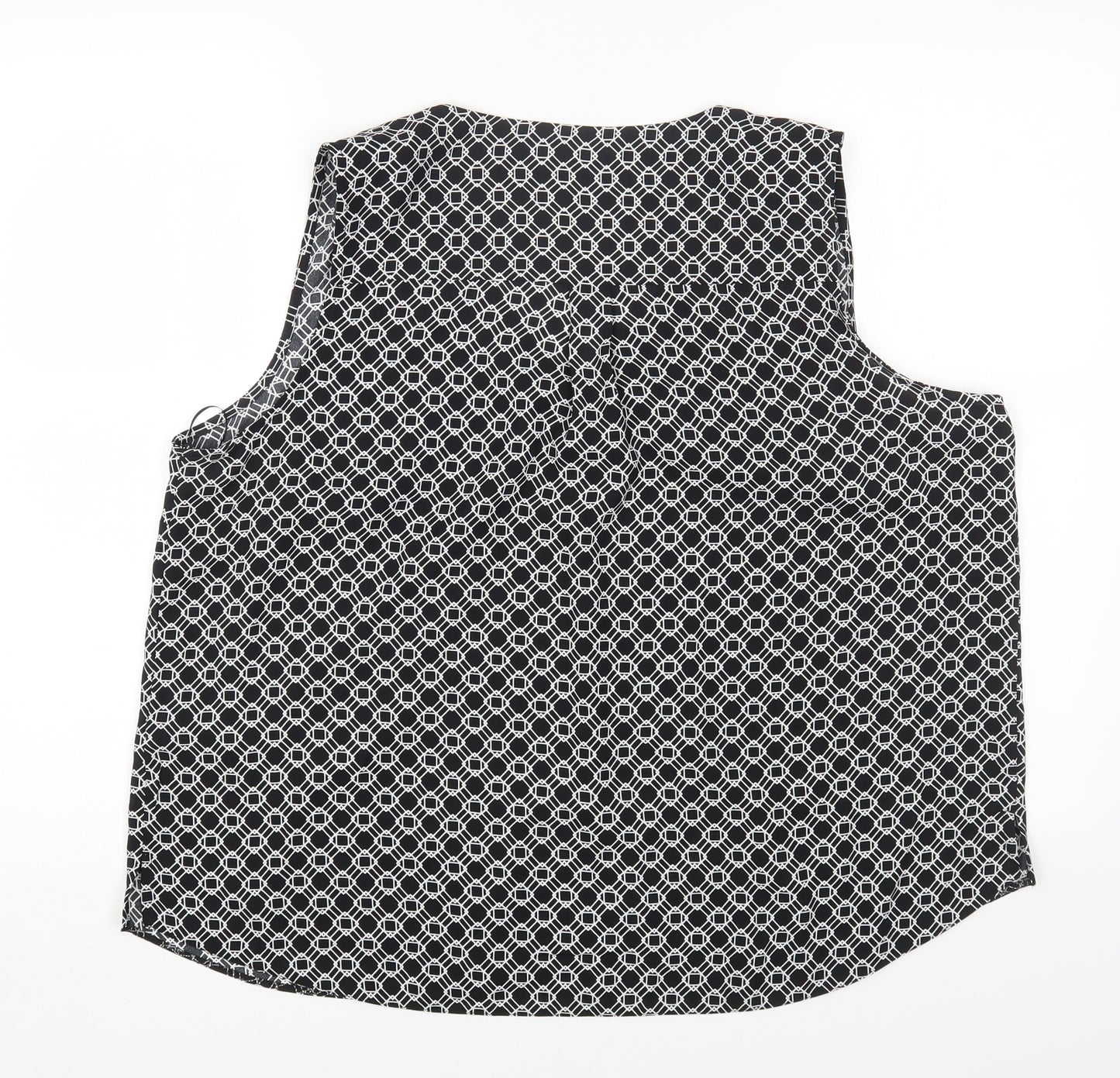 TU Womens Black Geometric Polyester Basic Blouse Size 18 V-Neck