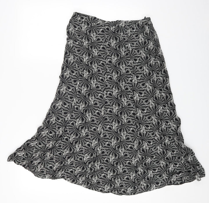 Nassc Womens Black Geometric Viscose A-Line Skirt Size 10 Zip