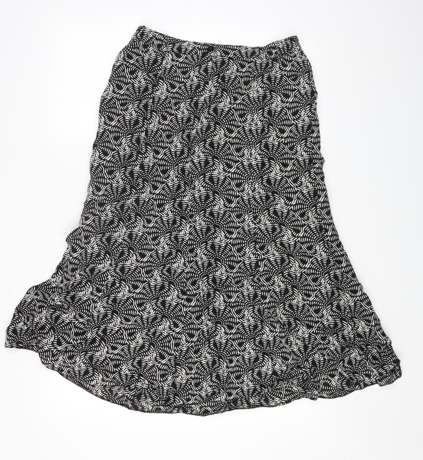 Nassc Womens Black Geometric Viscose A-Line Skirt Size 10 Zip