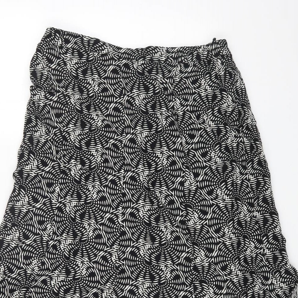 Nassc Womens Black Geometric Viscose A-Line Skirt Size 10 Zip