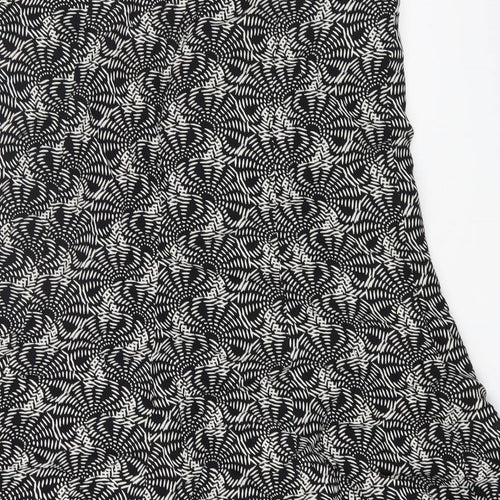 Nassc Womens Black Geometric Viscose A-Line Skirt Size 10 Zip