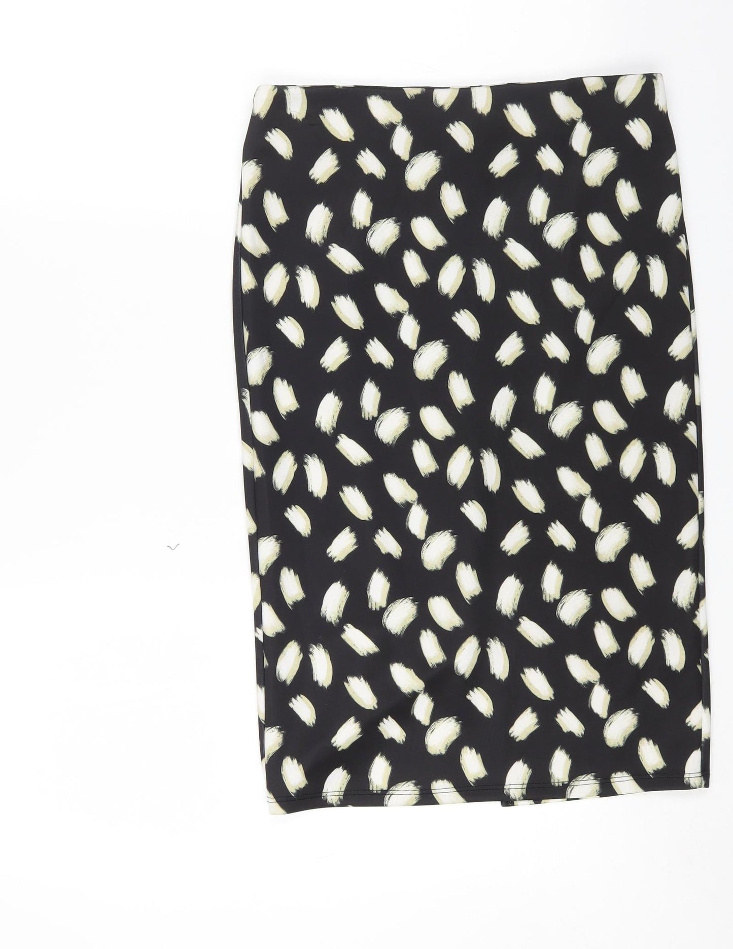 Miss Selfridge Womens Black Geometric Polyester A-Line Skirt Size 10 Zip