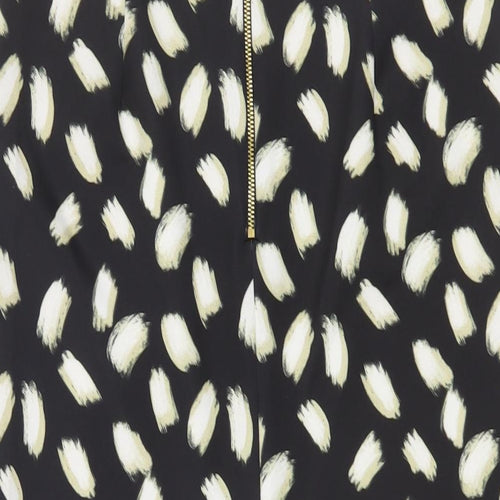 Miss Selfridge Womens Black Geometric Polyester A-Line Skirt Size 10 Zip