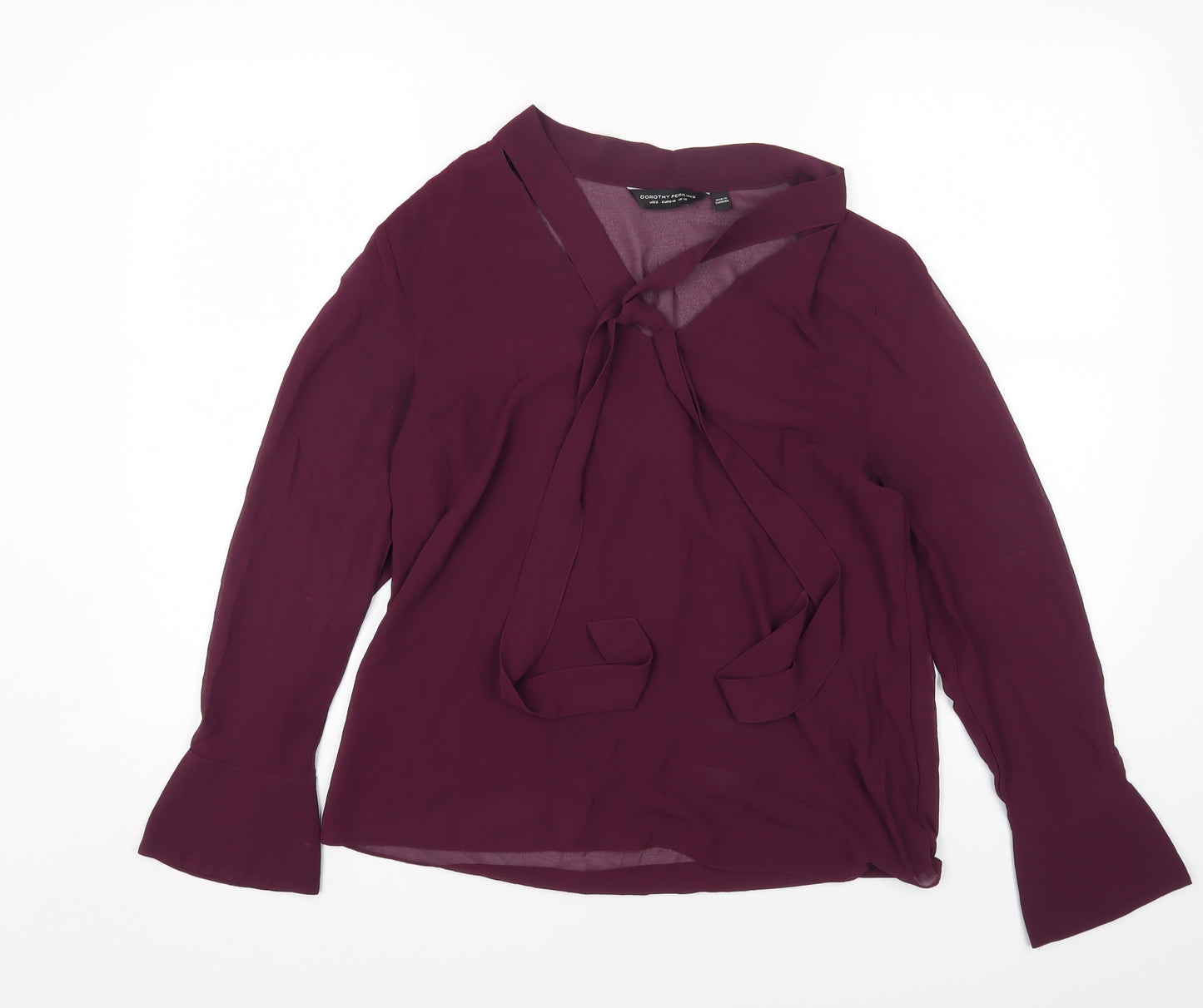 Dorothy Perkins Womens Purple Polyester Basic Blouse Size 12 V-Neck