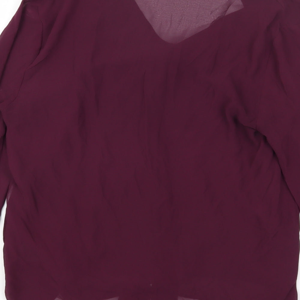 Dorothy Perkins Womens Purple Polyester Basic Blouse Size 12 V-Neck
