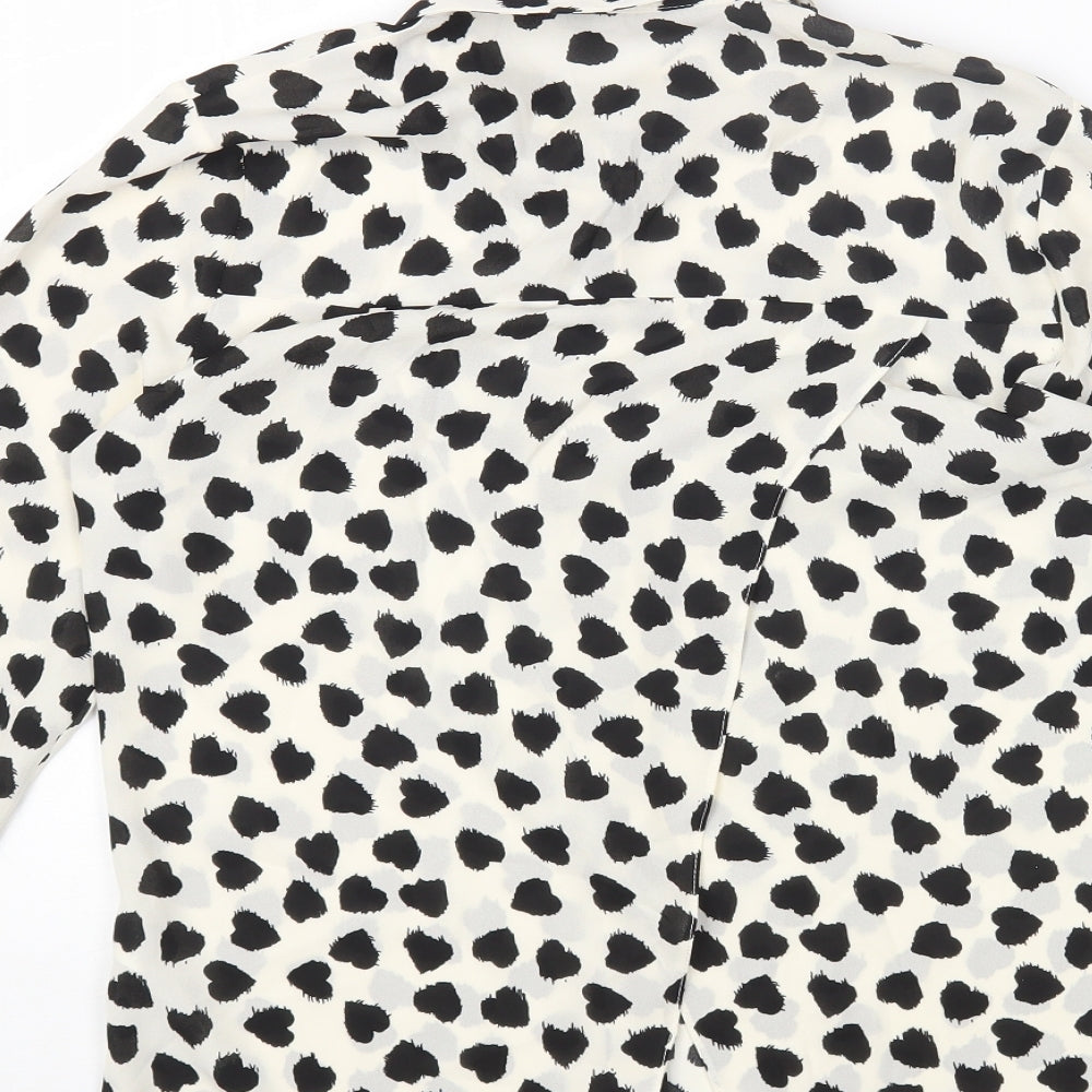 Dorothy Perkins Womens Ivory Geometric Polyester Basic Blouse Size 8 Collared