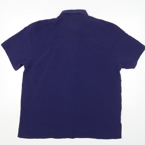 EXTRA Womens Blue Polyester Basic Button-Up Size 10 Collared