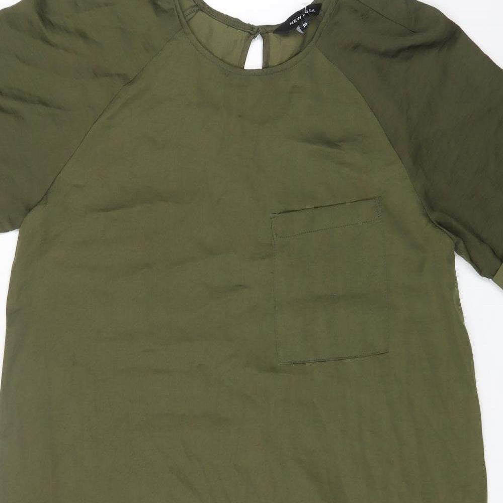 New Look Womens Green Polyester Tunic Blouse Size 10 Round Neck