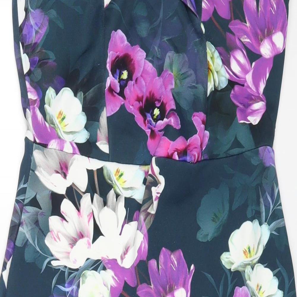 TU Womens Multicoloured Floral Polyester Bodycon Size 12 Off the Shoulder Zip