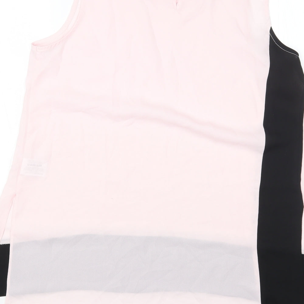 Roman Womens Pink Polyester Basic Blouse Size 10 Round Neck