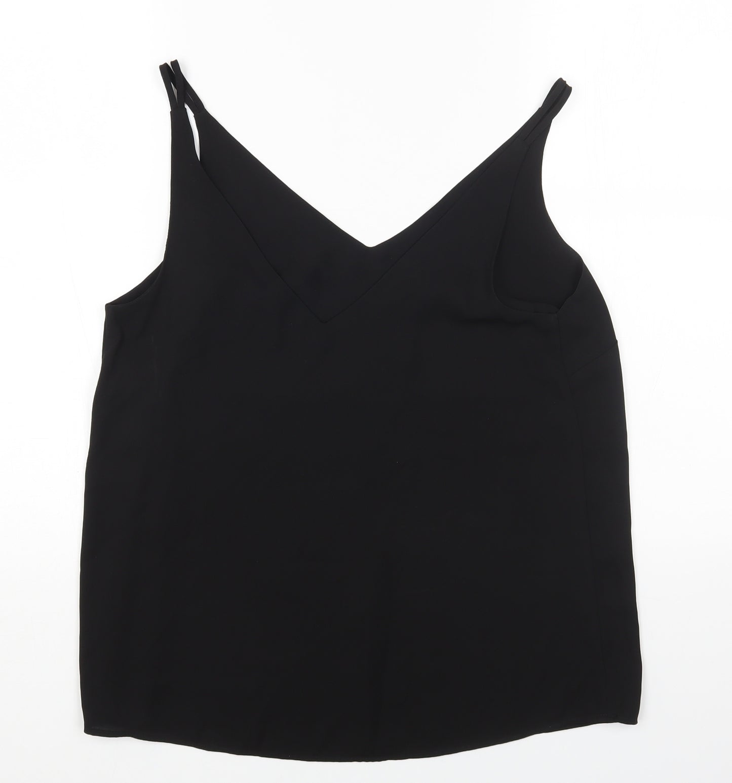 Papaya Womens Black Polyester Basic Blouse Size 12 V-Neck
