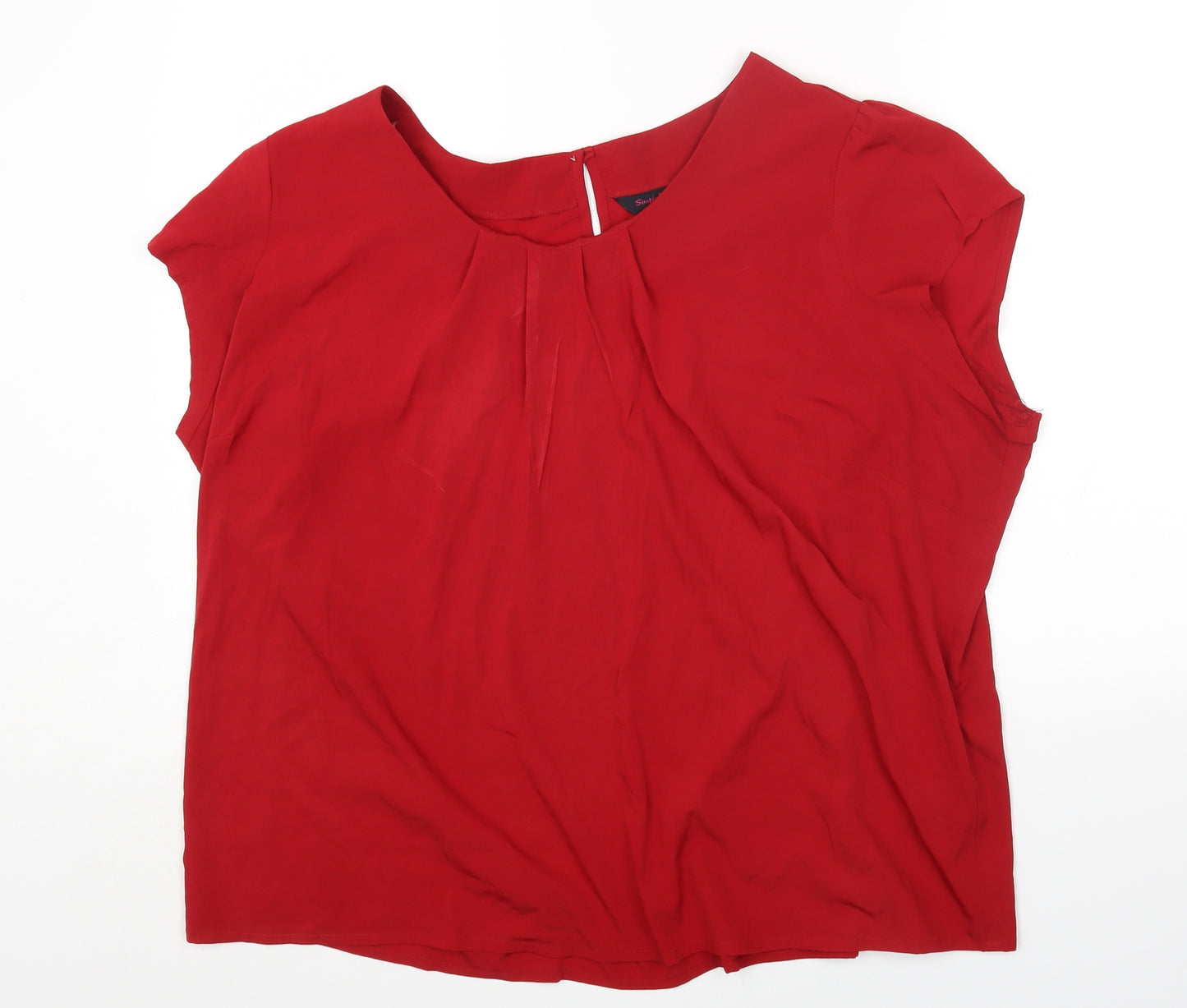 Simply Be Womens Red Polyester Basic Blouse Size 30 Round Neck