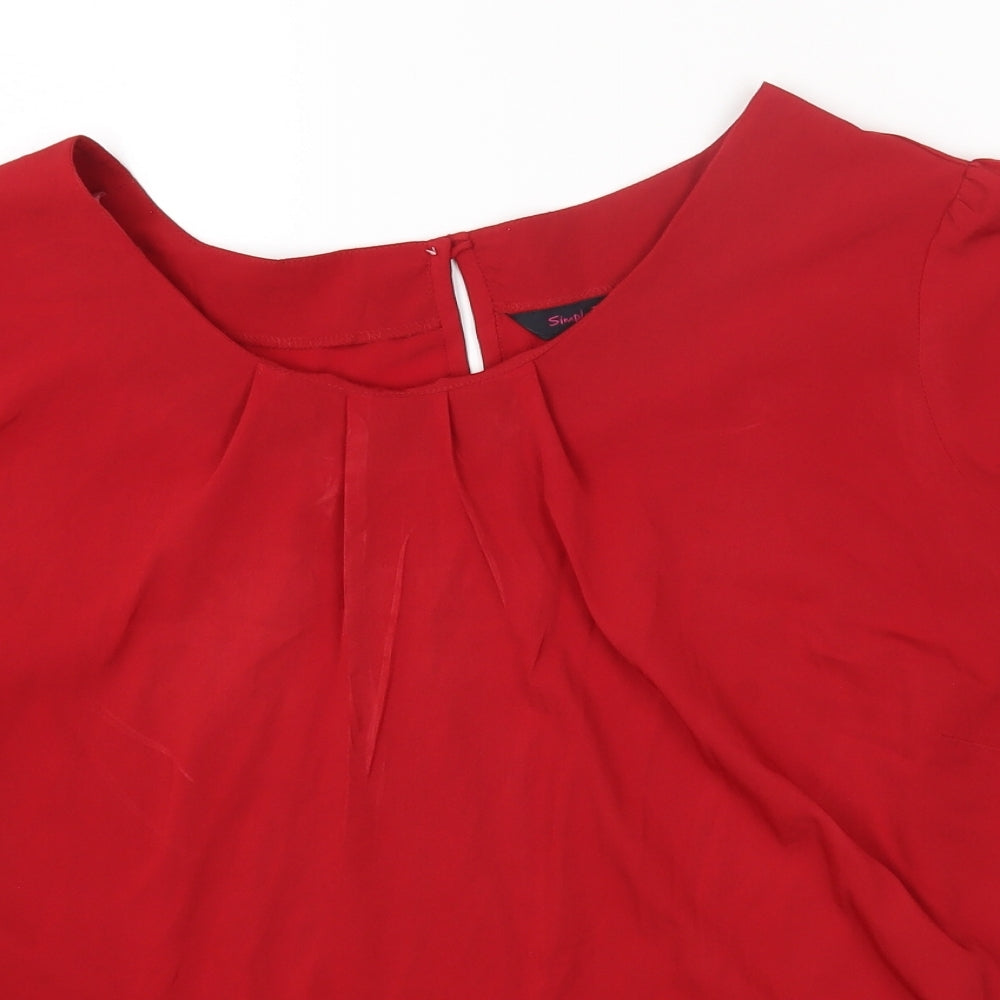 Simply Be Womens Red Polyester Basic Blouse Size 30 Round Neck