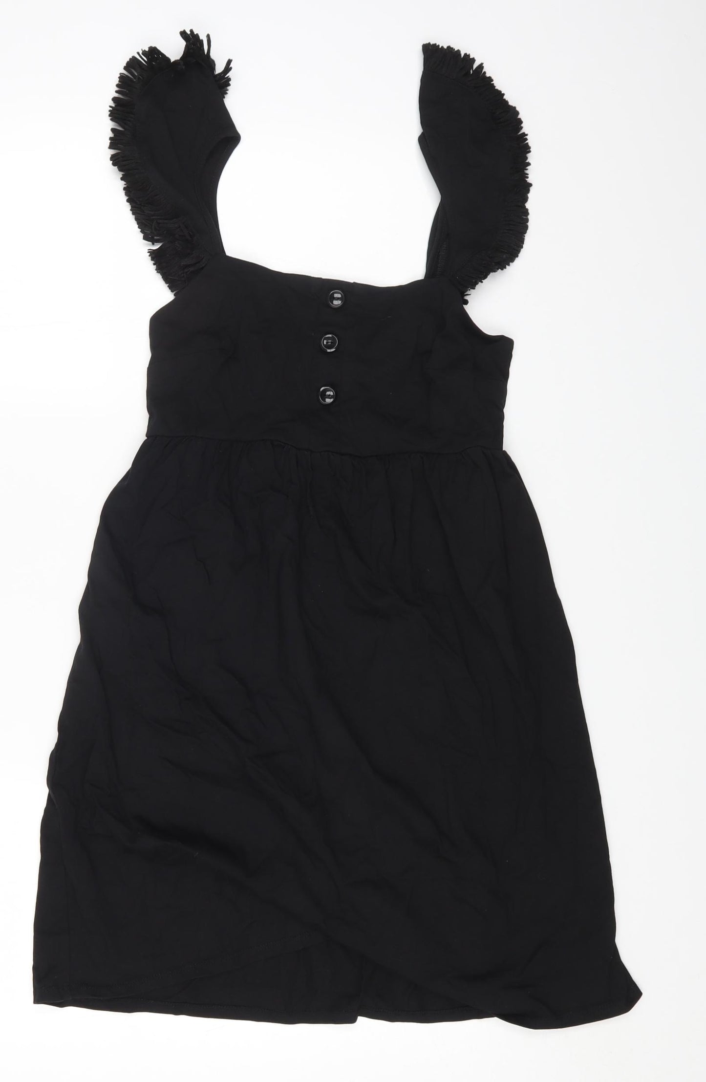 ASOS Womens Black Polyester Fit & Flare Size 8 Square Neck Pullover