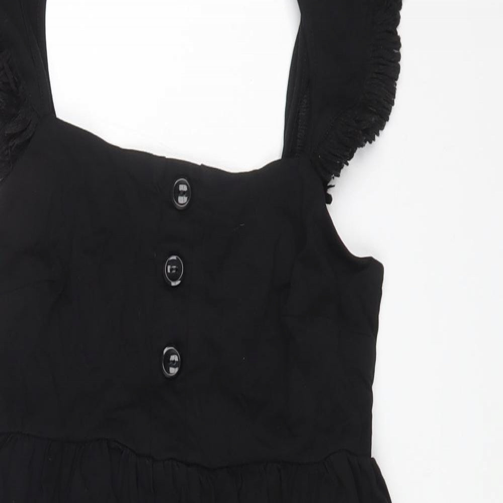 ASOS Womens Black Polyester Fit & Flare Size 8 Square Neck Pullover