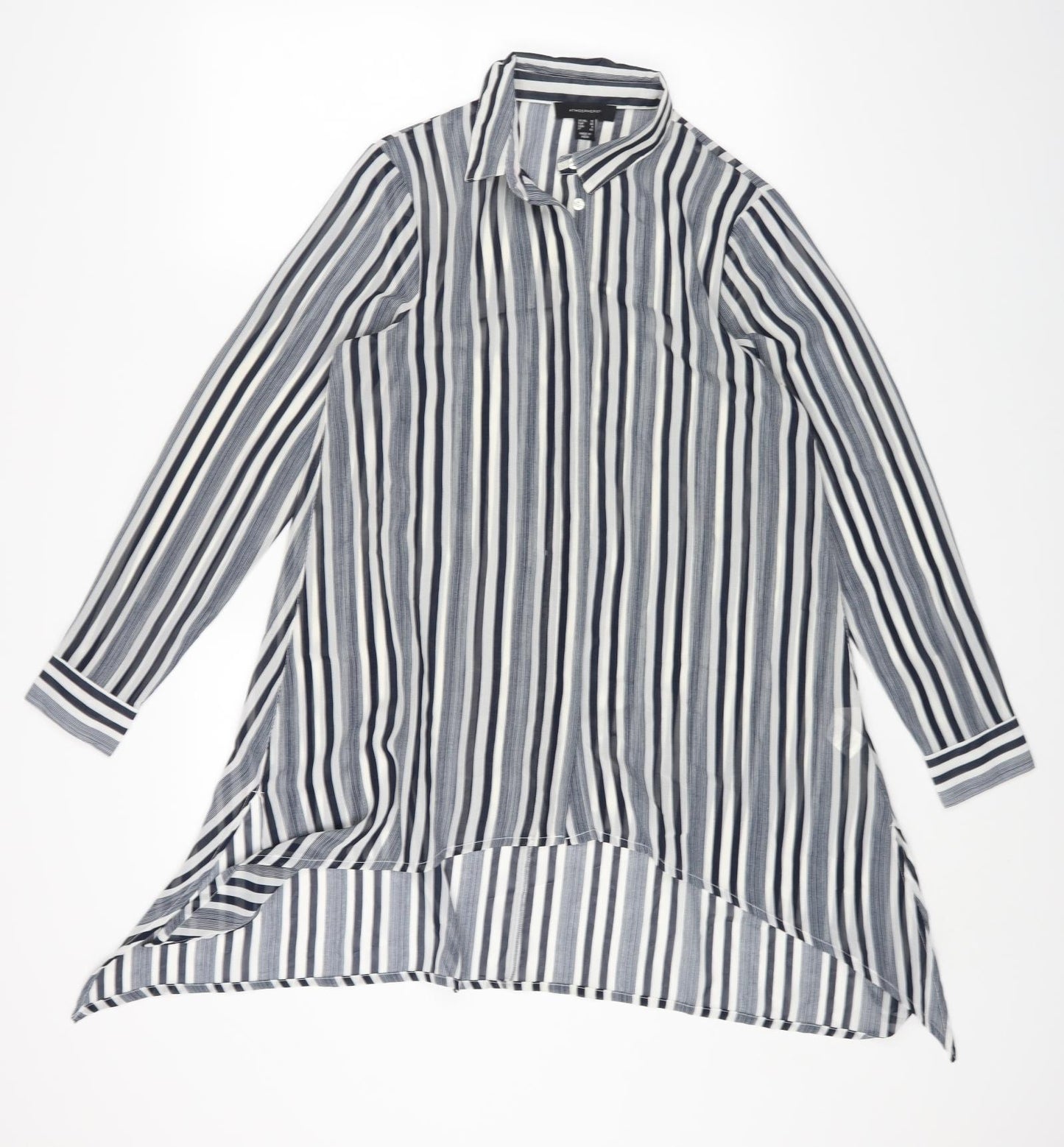 Primark Womens Multicoloured Striped Polyester Shirt Dress Size 10 Collared Button