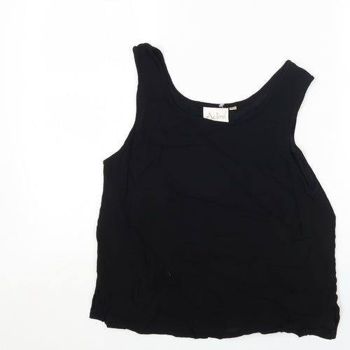 Adini Womens Black Viscose Basic Tank Size L Round Neck