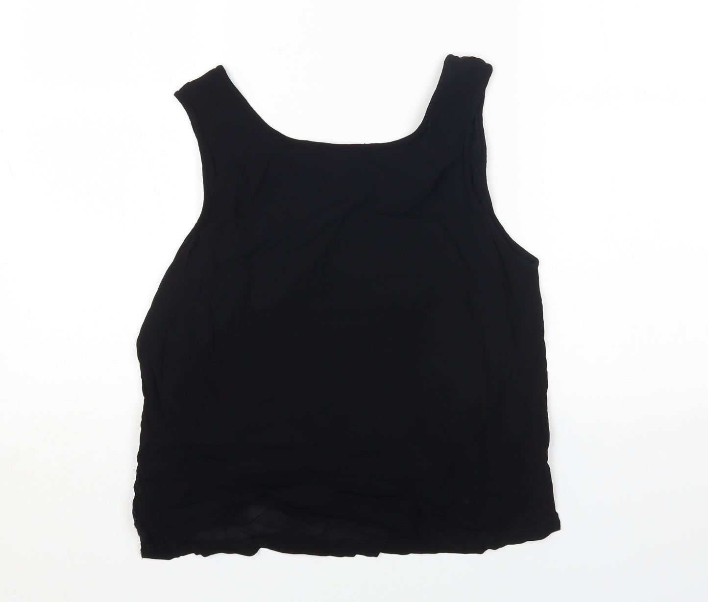 Adini Womens Black Viscose Basic Tank Size L Round Neck