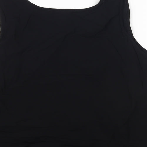 Adini Womens Black Viscose Basic Tank Size L Round Neck