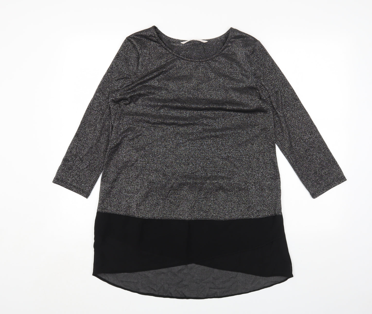 TU Womens Black Polyester Basic T-Shirt Size 10 Round Neck