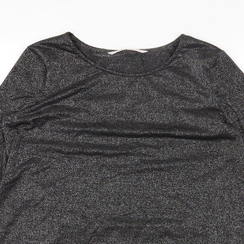 TU Womens Black Polyester Basic T-Shirt Size 10 Round Neck