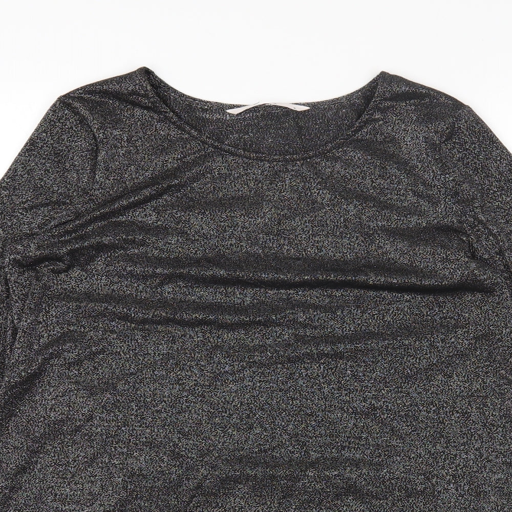 TU Womens Black Polyester Basic T-Shirt Size 10 Round Neck