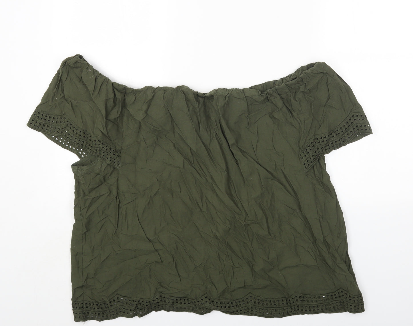 Dorothy Perkins Womens Green Cotton Basic T-Shirt Size 18 Off the Shoulder