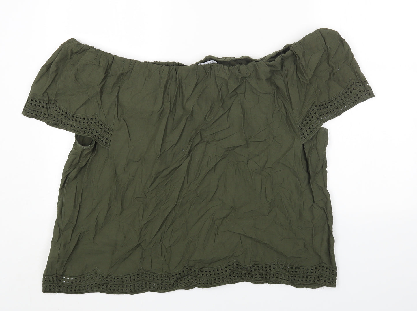 Dorothy Perkins Womens Green Cotton Basic T-Shirt Size 18 Off the Shoulder