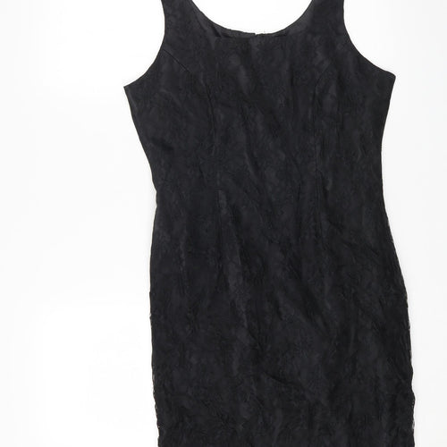 Classics Womens Black Nylon Bodycon Size 12 Square Neck Zip