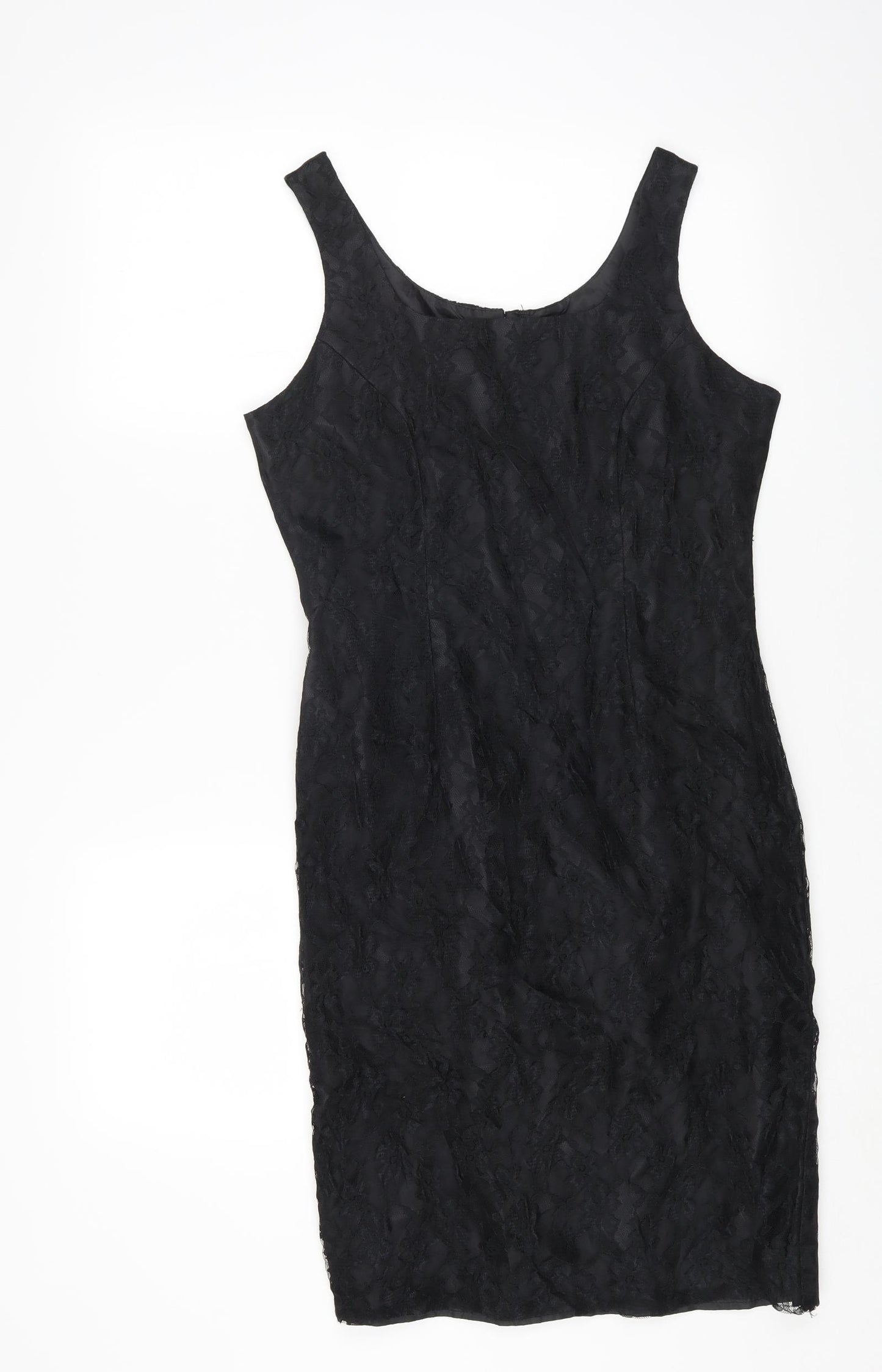 Classics Womens Black Nylon Bodycon Size 12 Square Neck Zip