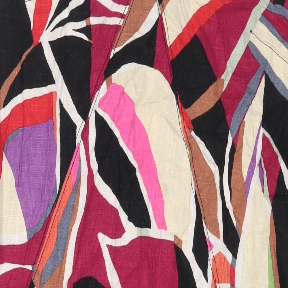 NEXT Womens Multicoloured Geometric Linen Sheath Size 14 V-Neck Tie