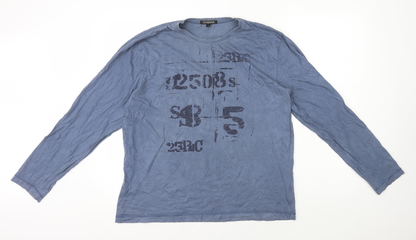 George Mens Blue Cotton T-Shirt Size M Round Neck