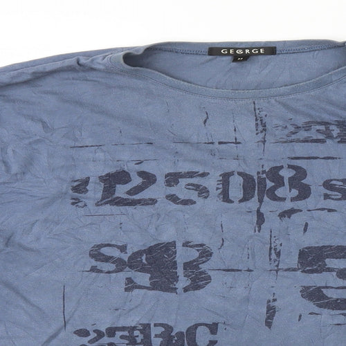 George Mens Blue Cotton T-Shirt Size M Round Neck