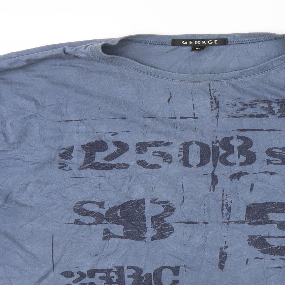 George Mens Blue Cotton T-Shirt Size M Round Neck