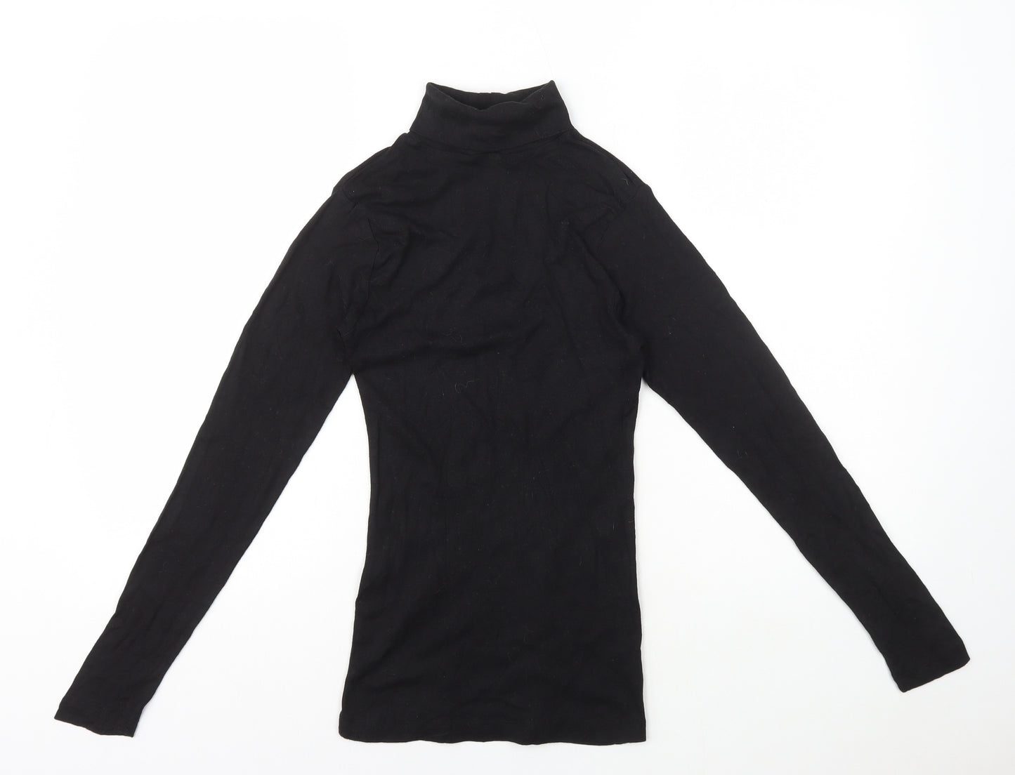 Peacocks Womens Black 100% Cotton Basic T-Shirt Size 8 Roll Neck