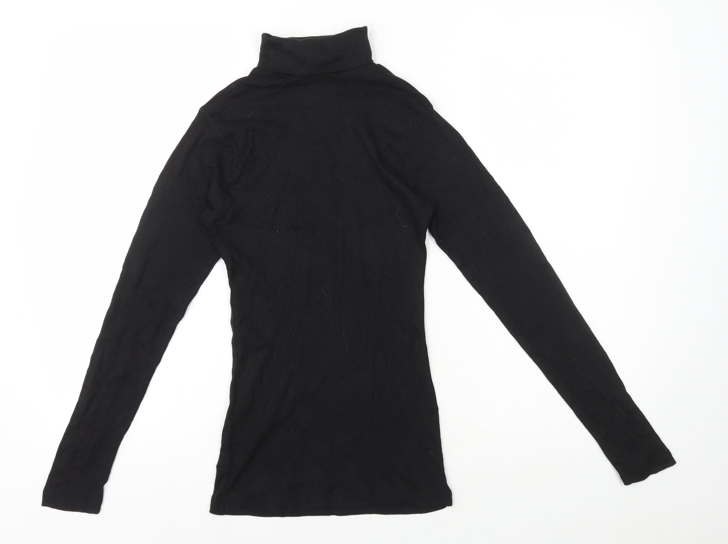 Peacocks Womens Black 100% Cotton Basic T-Shirt Size 8 Roll Neck