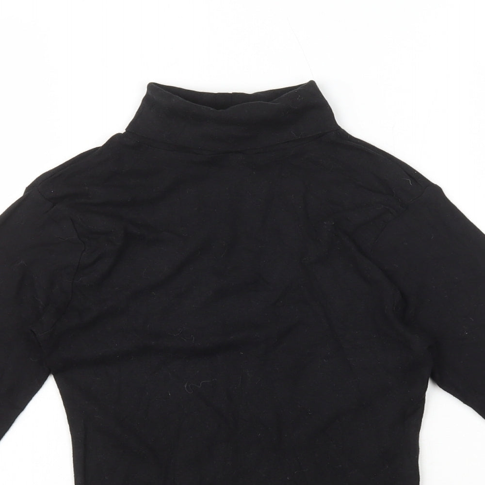 Peacocks Womens Black 100% Cotton Basic T-Shirt Size 8 Roll Neck