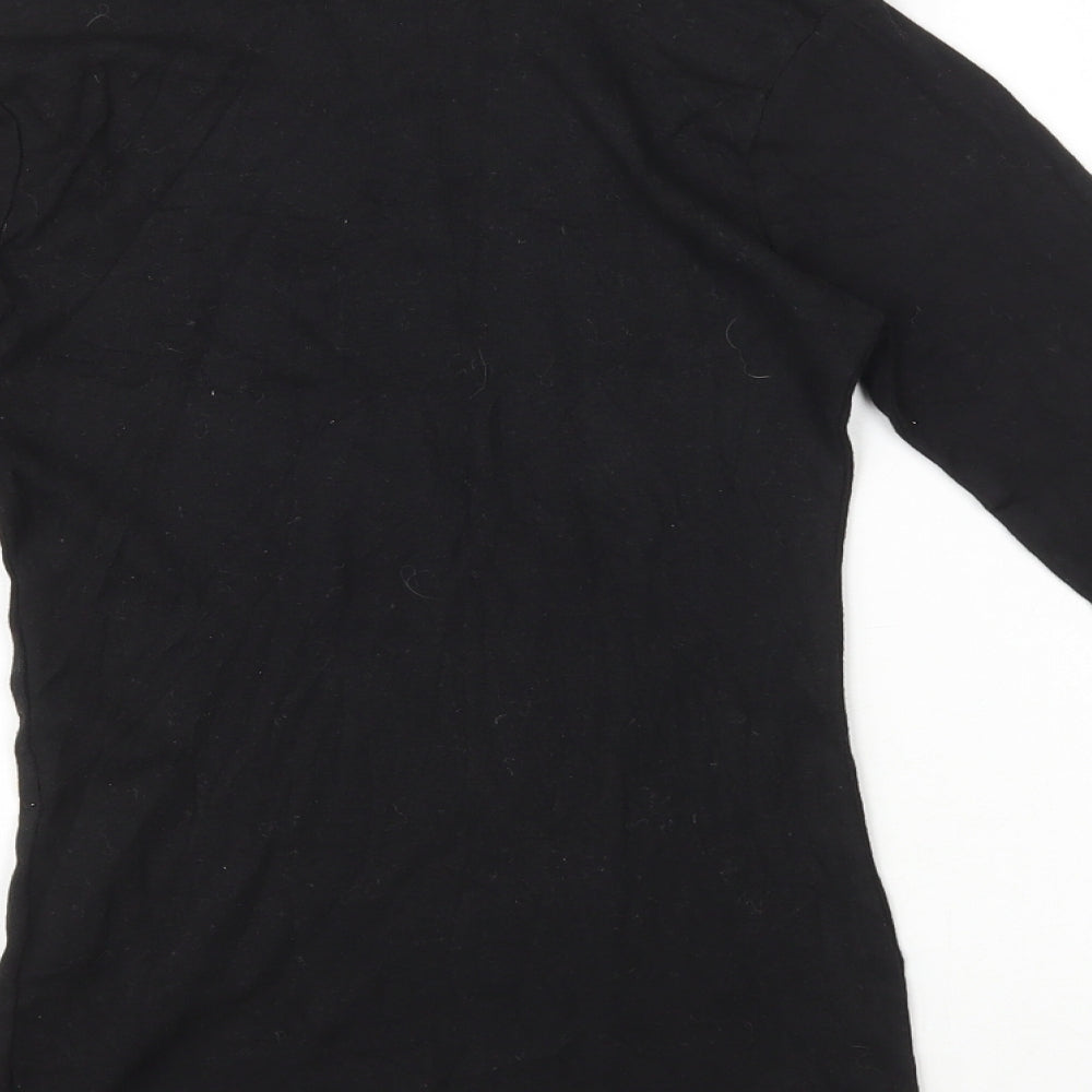 Peacocks Womens Black 100% Cotton Basic T-Shirt Size 8 Roll Neck