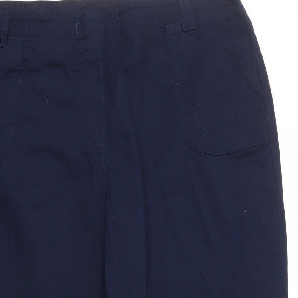 Cotton Traders Mens Blue Cotton Cropped Trousers Size 3XL L21 in Regular Drawstring