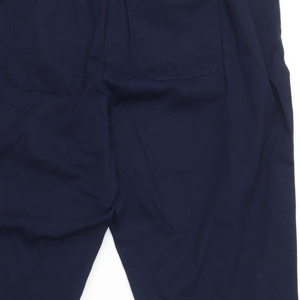 Cotton Traders Mens Blue Cotton Cropped Trousers Size 3XL L21 in Regular Drawstring