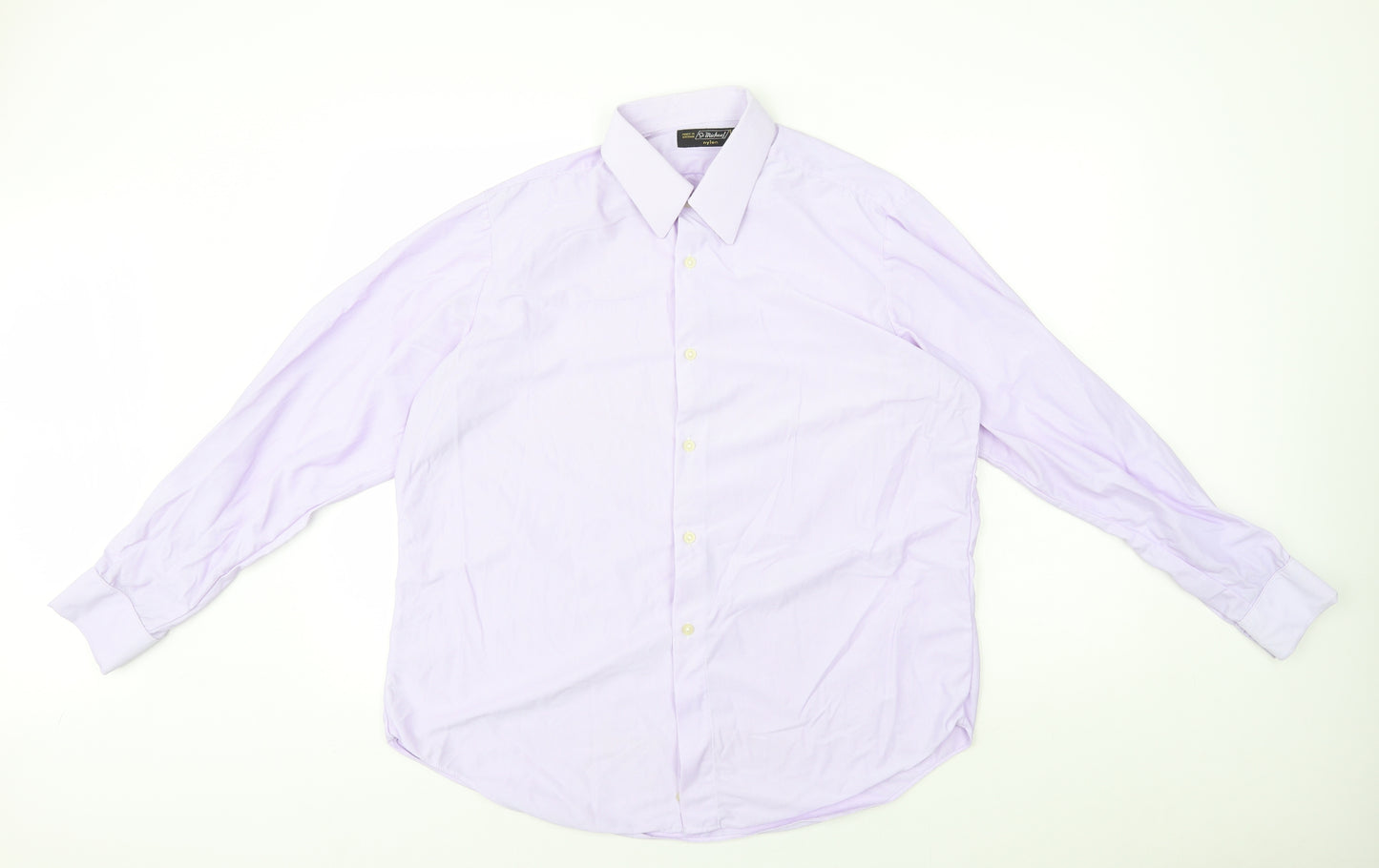 St Michael Mens Purple Nylon Dress Shirt Size 16.5 Collared Button