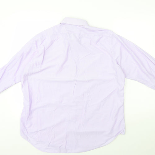 St Michael Mens Purple Nylon Dress Shirt Size 16.5 Collared Button