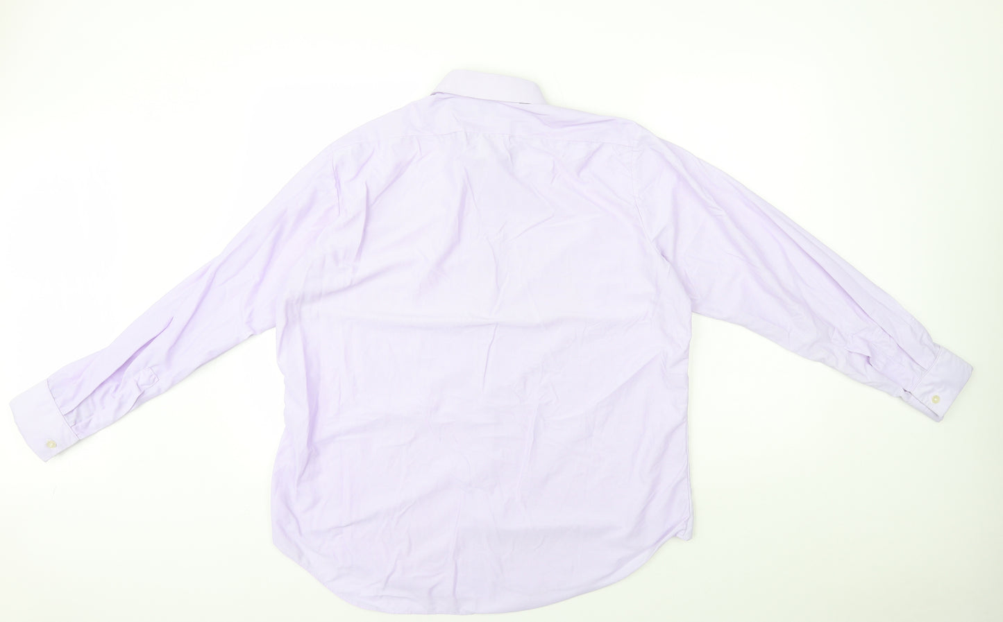 St Michael Mens Purple Nylon Dress Shirt Size 16.5 Collared Button