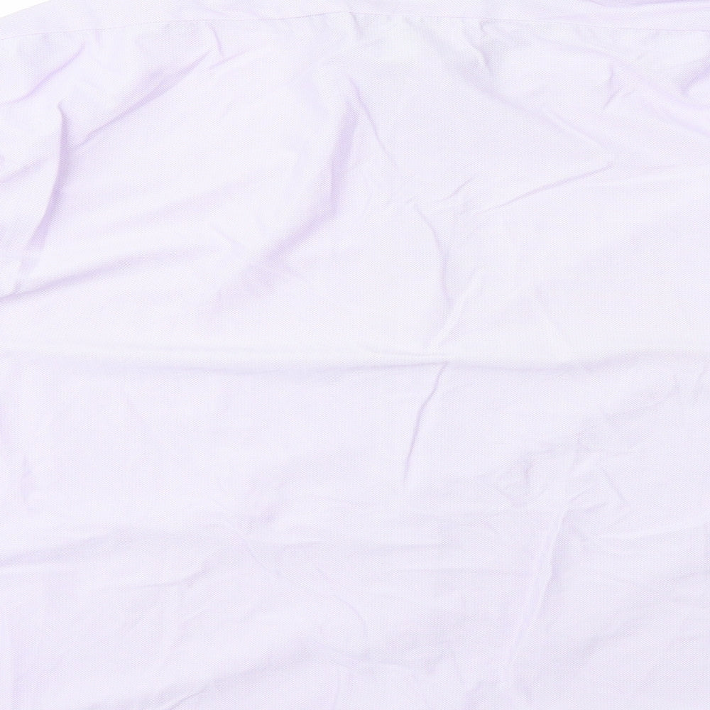 St Michael Mens Purple Nylon Dress Shirt Size 16.5 Collared Button