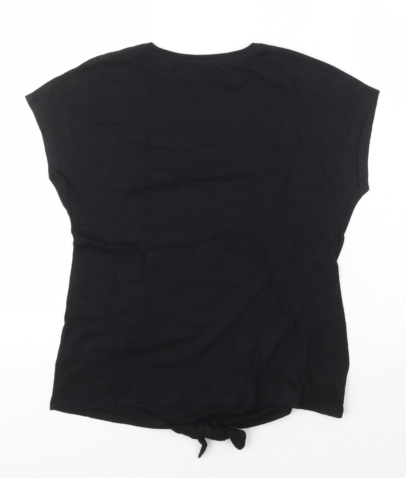 Papaya Womens Black 100% Cotton Basic T-Shirt Size 10 Round Neck - Knot Tie