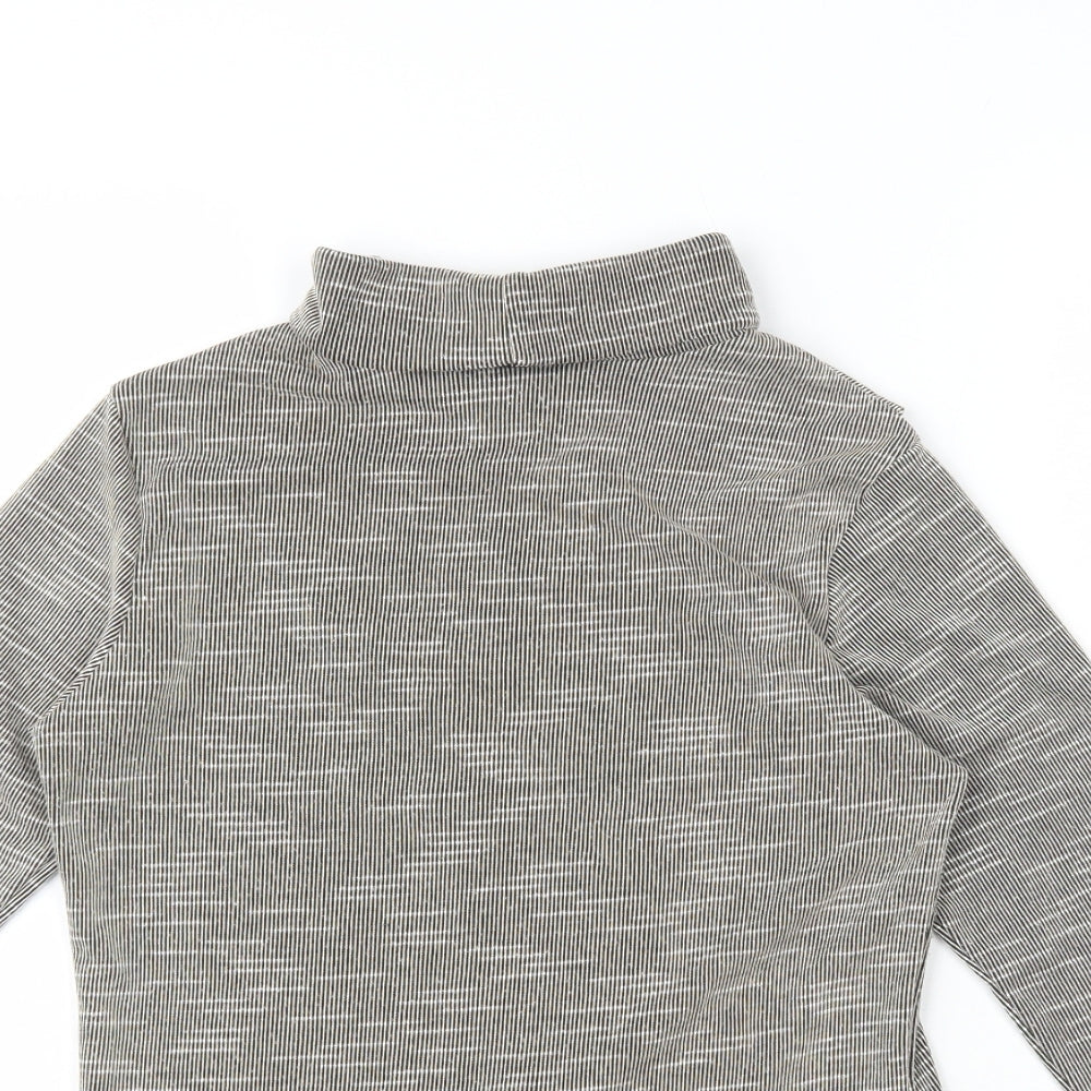 Boohoo Womens Brown Polyester Basic T-Shirt Size 8 Roll Neck - Open Split Back Split Hem Cuffs