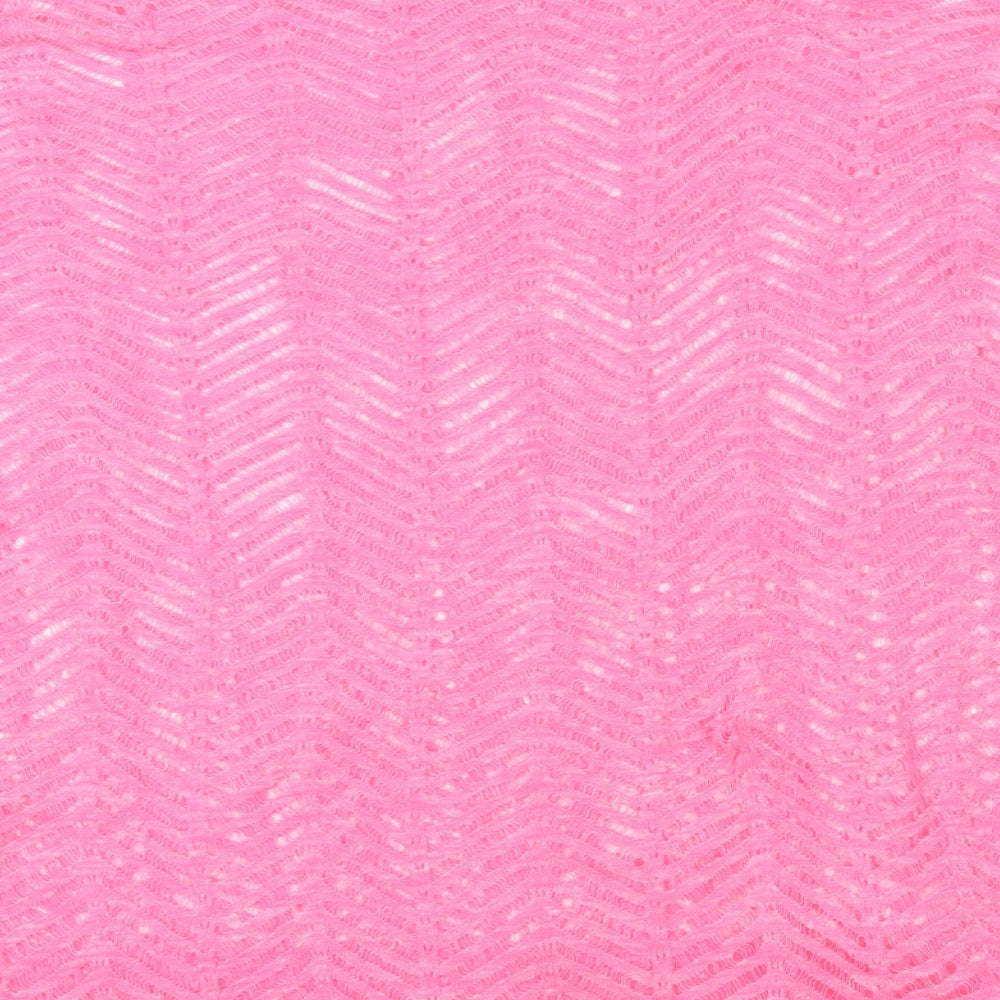 NEXT Womens Pink Herringbone Acrylic Basic T-Shirt Size 12 Round Neck